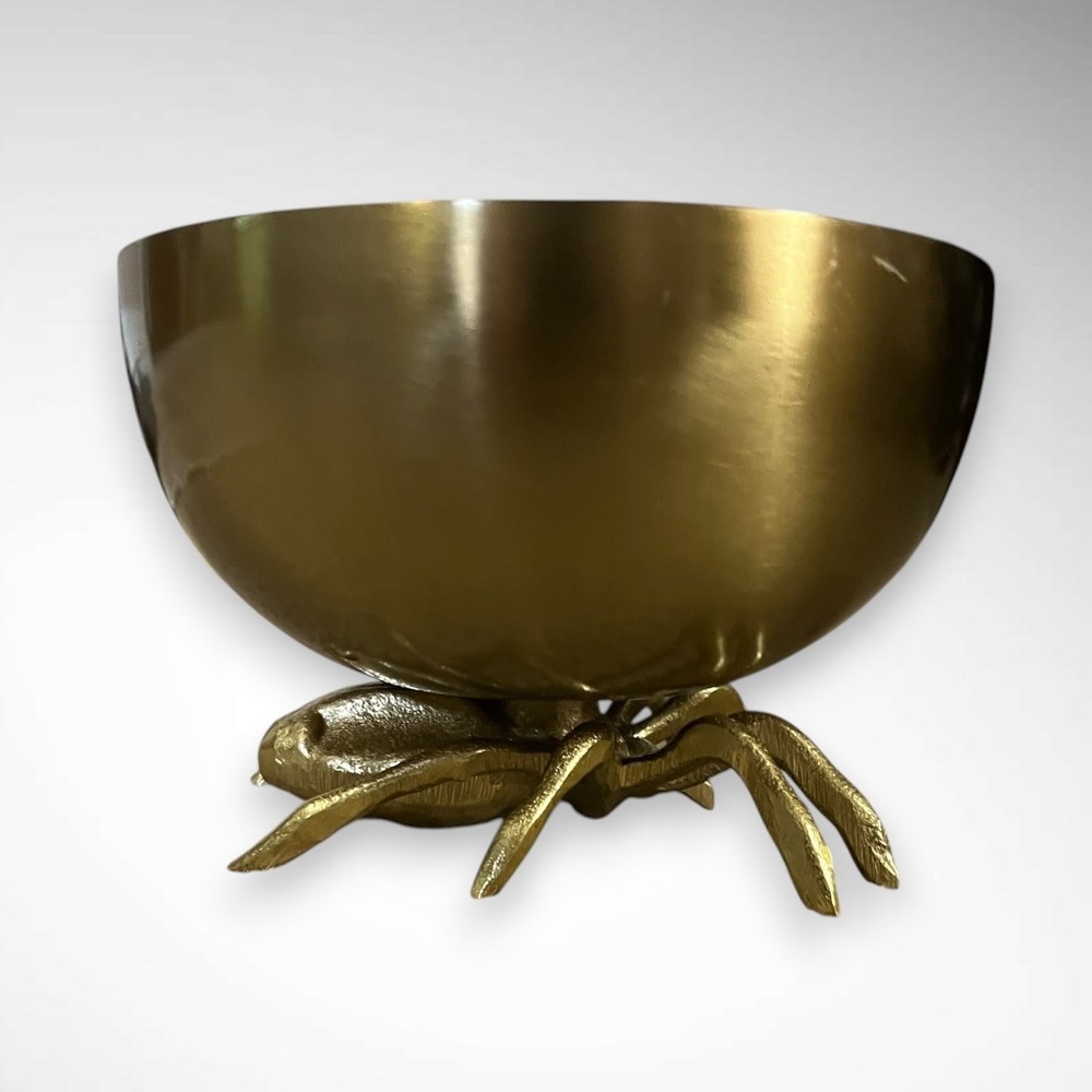 THRESHOLD 28oz Brass Finish Gold Tone Halloween Spider Halloween Candy Bowl